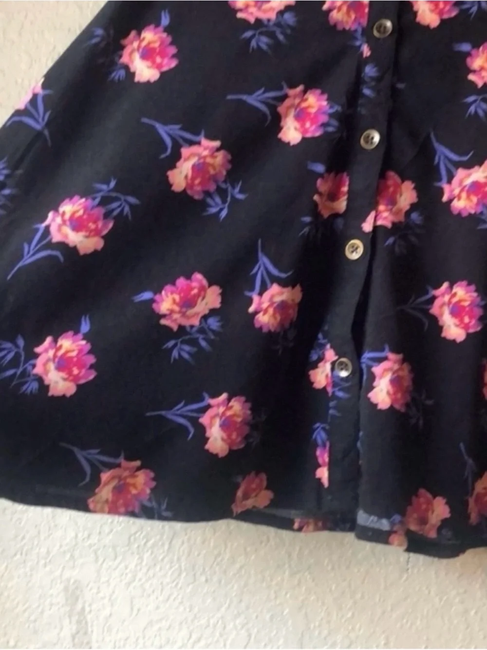 Old Navy Dress Girls Black Floral Long Sleeve Button Down Dress Toddler Girls 4T